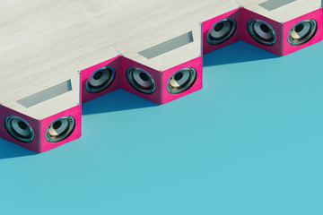 Stylish Music speakers isometric. 3d design with long shadow. 3d Illustration