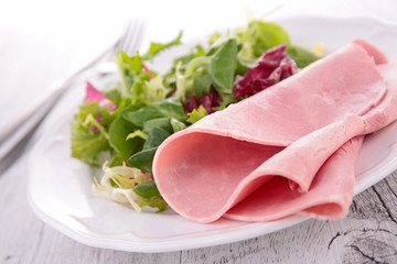 slice of ham and salad