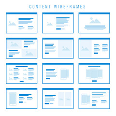 Content Wireframe components for prototypes. - obrazy, fototapety, plakaty