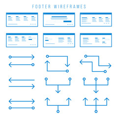 Footer Wireframe components for prototypes. - obrazy, fototapety, plakaty