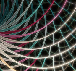 Curves and lines. Fractal design. Abstract background. Isolated on black background.