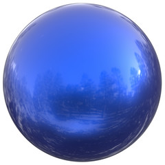 Blue sphere round button ball basic circle geometric shape solid figure simple minimalistic atom element single drop shiny glossy sparkling object blank balloon icon. 3d render illustration isolated