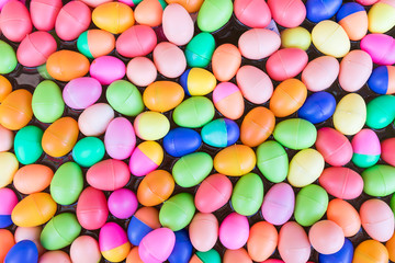 Fototapeta na wymiar Colorful plastic eggs toy