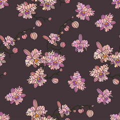 Vector seamless pattern with orchids.