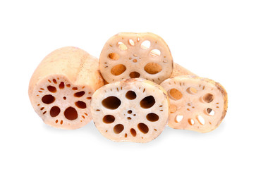 Lotus root on the white background