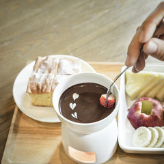 chocolate fondue and fruits