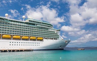 Cruise Ship Docked in Aqua Water