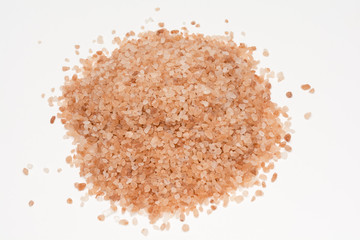 pile of himalayan salt on white background