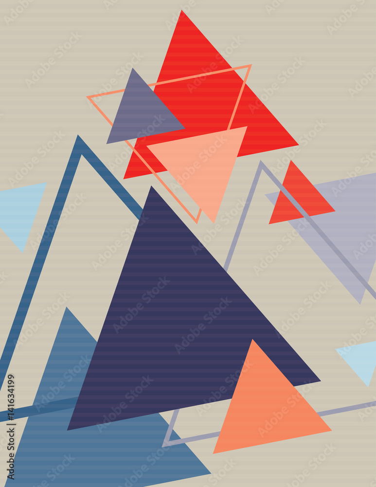 Poster Abstract retro poster with triangles. Vector graphic layout