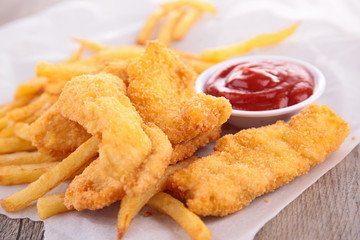 fried chicken and french fries