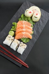 Sushi with chopsticks