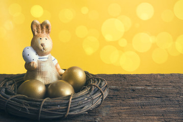 bunny with eggs gold
