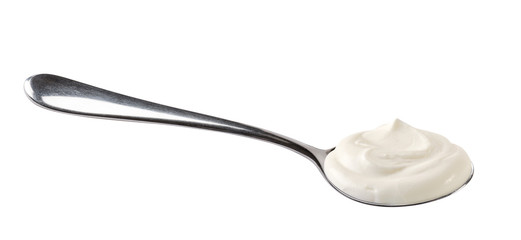 Joghurt auf Löffel