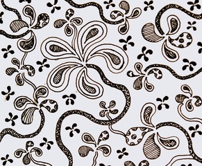 Drawing flower pattern with hand.flower on white background