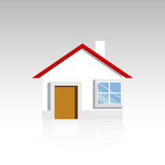 Vector illustration of the house flat house icon with reflection