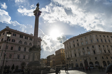 Street of the old town of Rome, Italy