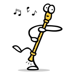 Flöte oder Blockflöte als Cartoon Figur