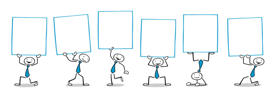 Cartoon Gruppe Gesch&auml;ftsleute h&auml;lt Schilder