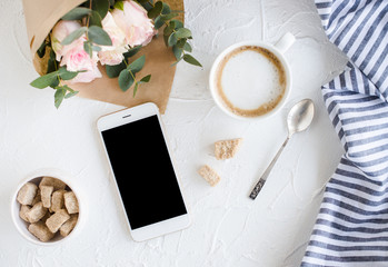 elegant lady blogger workspace