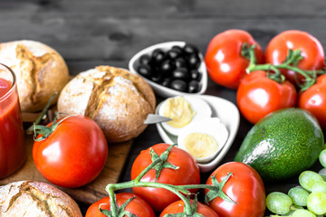 Eating healthy, breakfast ingredients, fruits and vegetables, vegetarian diet