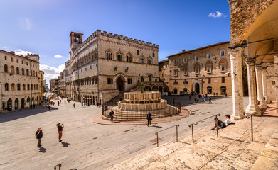 Piazza IV Novembre Perugia - obrazy, fototapety, plakaty