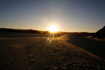 Sunset over the sand dunes at Fraser Island