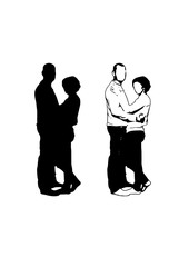 silhouette of couple that embraces vector