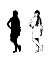 Silhouette girl teenager who stands vector