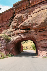 A tunnel in the rock formation at the Red Rocks State Park