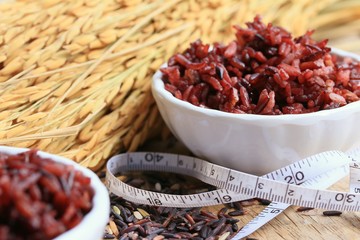 cooked red rice and raw