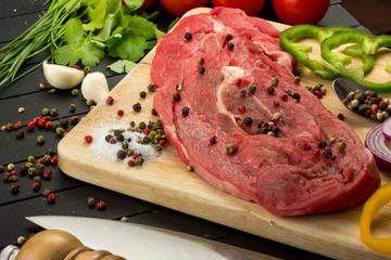 Beef steak and ingredients