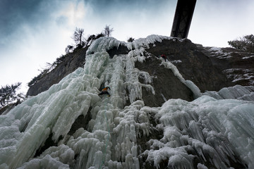 Ice climbing in Dolomites
