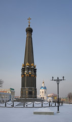 Fototapeta na wymiar Monument of Glory in Maloyaroslavets. Kaluga oblast. Russia