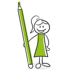 Stick Figure Series Green Woman / Stift