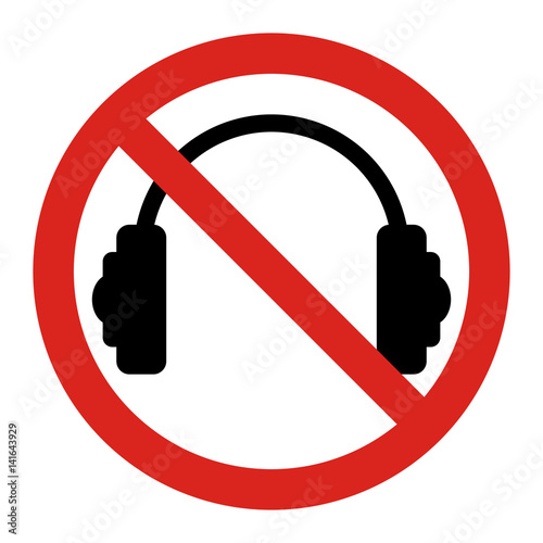 "No headphones sign illustration. " Stock image and royaltyfree vector