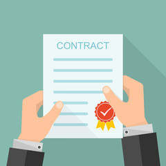 Contract in the hand. Vector illustration