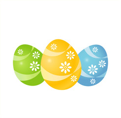 Greeting card. Easter multicolored painted eggs isolated on white background. Vector EPS 10, cmyk