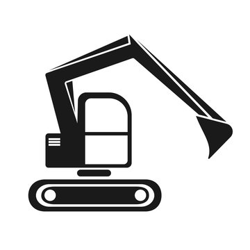 black excavator machine digging clip art preview
