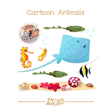 
Toons series cartoon animals: marine life