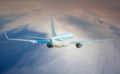 passenger plane fly down over take-off