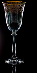 Wine glass on black background