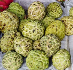 Annona fruit in bulk at a market in Vietnam