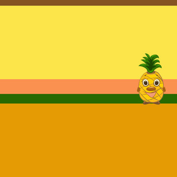 Bright background with funny cheerful pineapple	