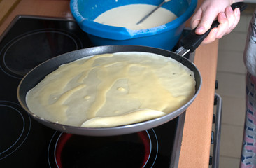 Preparing pancakes for dinner