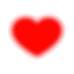 Red heart halftone. Vector illustration.
