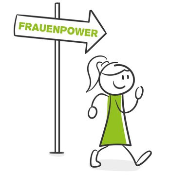Stick Figure Series Green Woman / Frauenpower