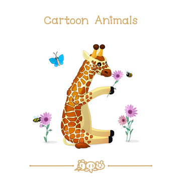 
Toons series cartoon animals: sitting baby giraffe