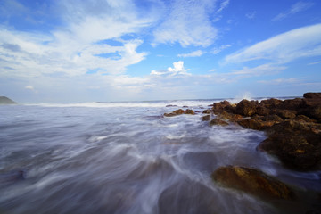 Obraz premium Beautiful silky smooth water at Yarada Beach, Visakhapatnam