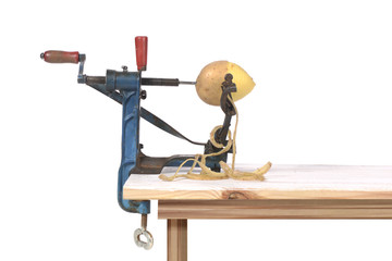 original old mashine apple peeler and potato made of metal