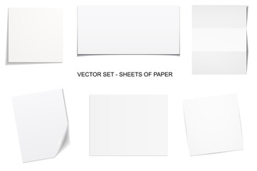 White sheets of paper - vector set.